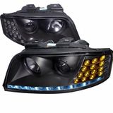 Faros Lupa + Led Drl Tipo R8 Para Audi A6 2002 2003 2004