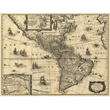 Lienzo Tela Canvas Mapa Antiguo De América Año 1640 50x66