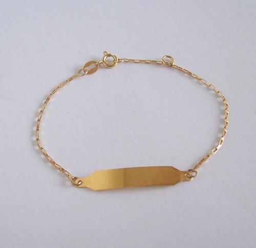 Pulseira Infantil Em Ouro 18k Com Placa De Nome