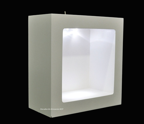 Trio De Nicho Quadrado Pintado 24x24x10 Com Led Madeira Mdf