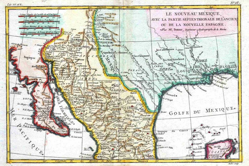 Lienzo Canvas Arte Mapa México Texas Lousiana 1780 50x75