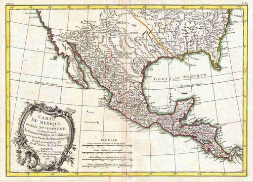 Lienzo Tela Canvas Mapa México Texas Florida 1771 50 X70