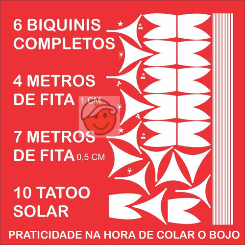 Biquini Adesivo Bronzeamento Natural + Tatu Solar + Fita