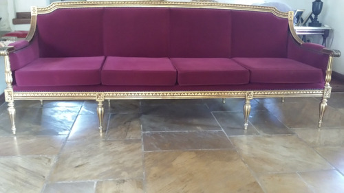 Sofa Luxuoso Luis Xv Antigo Veludo Folhado Ouro 2,18x0,72m