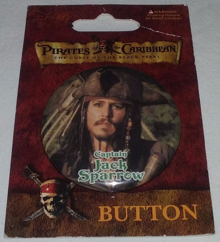 Piratas Caribe Capitão Jack Sparrow Button Bótom Pérola Negr