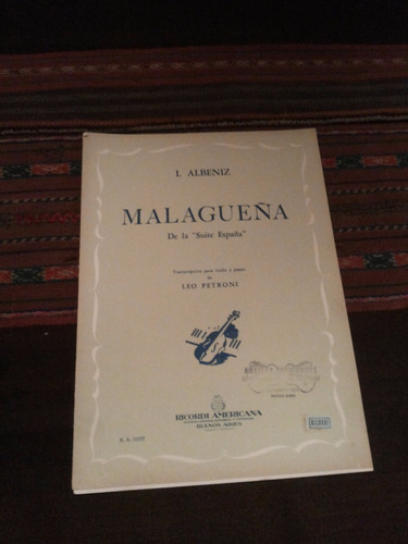 Antigua Partitura Malagueña I.albeniz