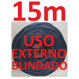 Cabo Rede Cat5e Preto 15m Externo Blindado Net Lan Montado