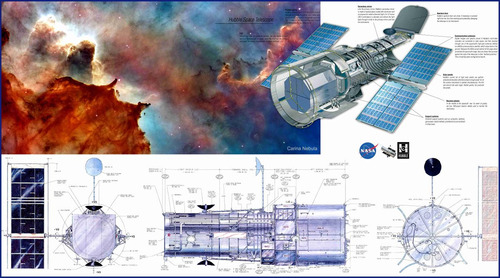 Lienzo Tela Poster Telescopio Espacial Hubble Diagramas Nasa