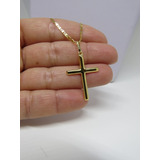 Corrente Piastrine 70cm + Pingente Crucifixo De Ouro 18k