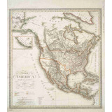 Lienzo Tela Canvas Mapa Norte América 1820 Alemania 57 X 50