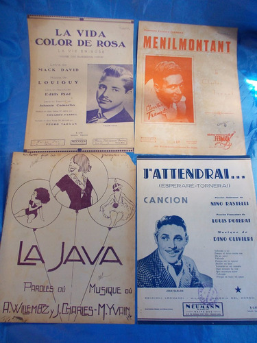 Lote 4 Antiguas Partitura De Canciones De La 2da. Guerra