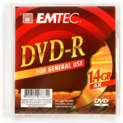 75 Mini Dvd-r Gravável Emtec 1.4gb 30 Min. 4x Frete Grátis