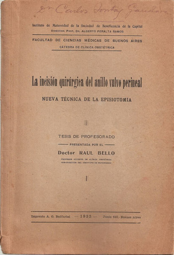Incision Quirurgica Anillo Vulvo Perineal - Bello  Buffarini