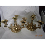 Candelabros En Bronce 3 Velas Con Adornos Precolombinos Xc/u