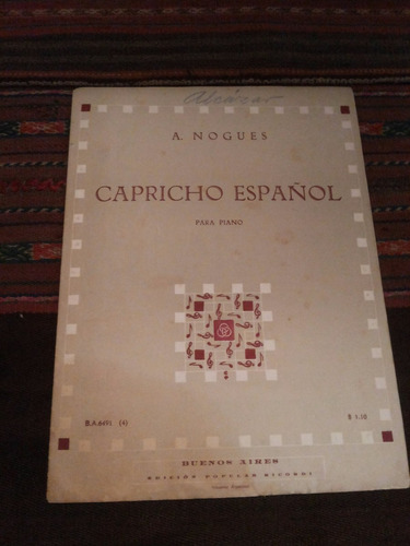 Antigua Partitura Capricho Español A. Nogues