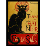 Quadro Decorativo Gato Chat Noir Francês Tournee Salas 0006