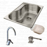 Bacha Cocina Johnson Luxor Si71 + 2 Acc Y Griferia Cjn3130