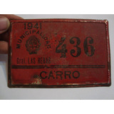 Antigua Patente De Carro 436 Gral Las Heras 1941 12x8cm