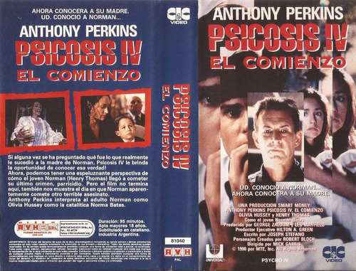 Psicosis Iv Vhs Psycho Iv The Beginning Anthony Perkins