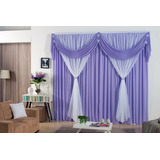 Cortina Jessica 2,00m X 1,70m Para Meninas Com Flor Lilas