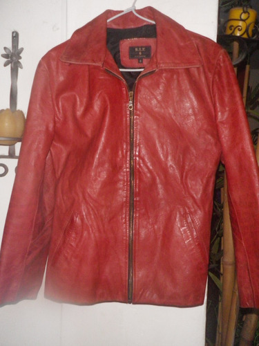 Campera Cuero Genuino C/ Cierre Talle 2 (m)  -impecable