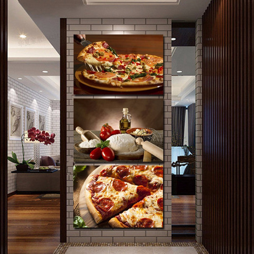 Quadros 150x75cm Pizza Lanches Temperos  Decorativo Cozinha
