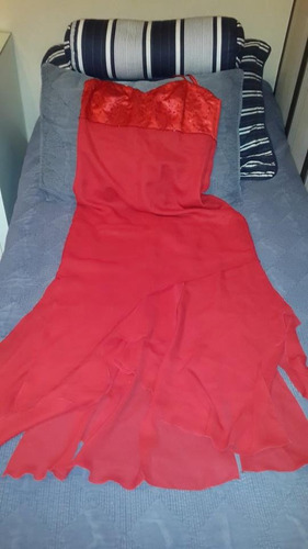 Vestido De Fiesta Color Rojo Bordado (un Solo Uso !!)