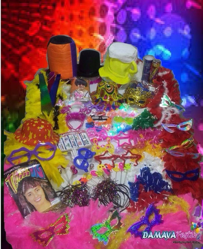 Kit Festa Balada 300 Itens-piscas,neon,óculos,marabus,tiaras