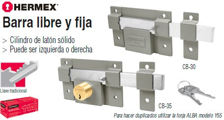 Cerradura Barra Libre Y Fija Hermex Chapa 43500