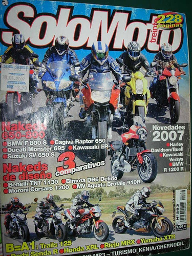Revista Solo Moto Motocicletas 283 Nakeds Cagiva Moroni Bmw