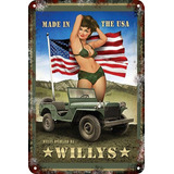 Carteles Antiguos De Chapa Gruesa 60x40cm Jeep Willys Au-286