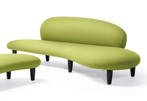 Combo Sillon Y Puff De Living Noguchi Sofas De 3 Tela Pana