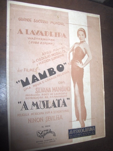 Partitura A Lavadeira Filme Mambo Silvana Mangano
