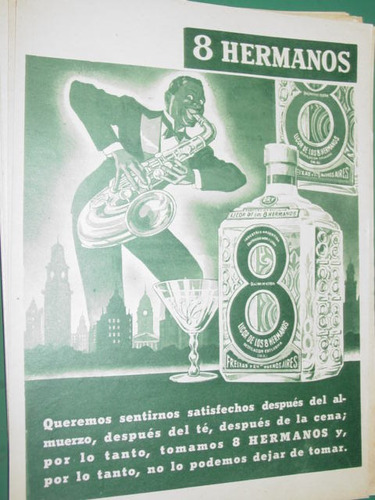 Publicidad Bebida Licor 8 Hermanos Botella Saxo Color Verde