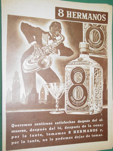 Publicidad Bebida Licor 8 Hermanos Botella Saxo Color Sepia