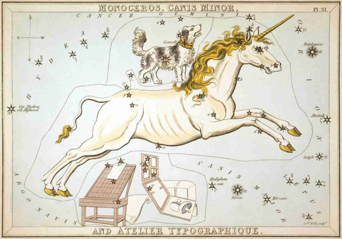 Lienzo Canvas Constelación Unicornio 1825 Astronomía 50x72