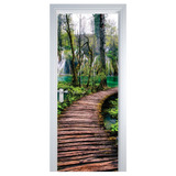 Adesivo Decorativo De Porta Floresta 9 Paisagem ,ponte