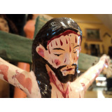 Antiguo Cristo Cruz Criollo Madera  Arte Sacro Popular
