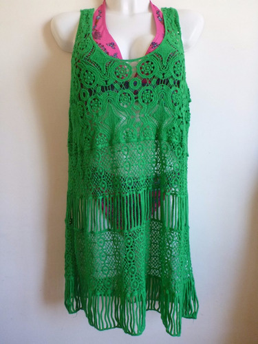 Vestido Tejido Playa Para Traje De Baño, Bikiny  Verde