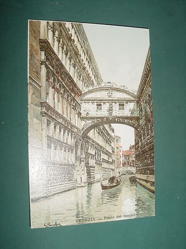 Postal Postcard Italia Venecia Gondolas Ponte Sospiri Color