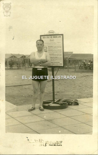 Foto Postal Mar Del Plata 1943 Esso Cartel Publicidad Antigu
