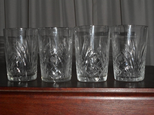 242- Juego De 4 Vasos De Whisky Cristal Tallado Oferta