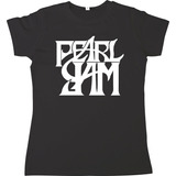 Pearl Jam Logo Baby Look T-shirt Algodão 30.1 Silk