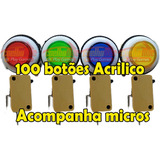 100 Botões Acrílico Com Micro Para Fliperama Arcade Bartop