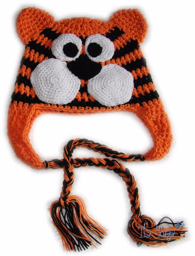 A Pedido Gorros Crochet Orejeras Trenzas Lana Animales
