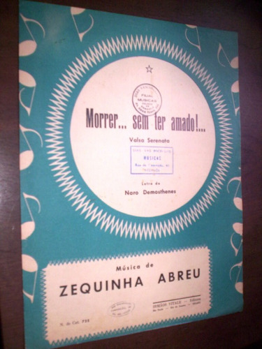 Partitura Valsa Serenata 1931 Morrer Sem Ter Amado