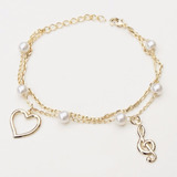 Pulseira Love Musica Clave De Sol Folheado A Ouro 18k