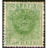 Cabo Verde Antiguo Sello Usado Corona Portuguesa Año 1877
