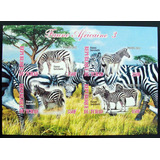 Tchad, Fauna Cebras Bloque 4 Sellos S Dentar 2012 Mint L6300