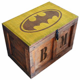 Cajón Batman Baúl Madera Mesa Vintage Mediano Pintado